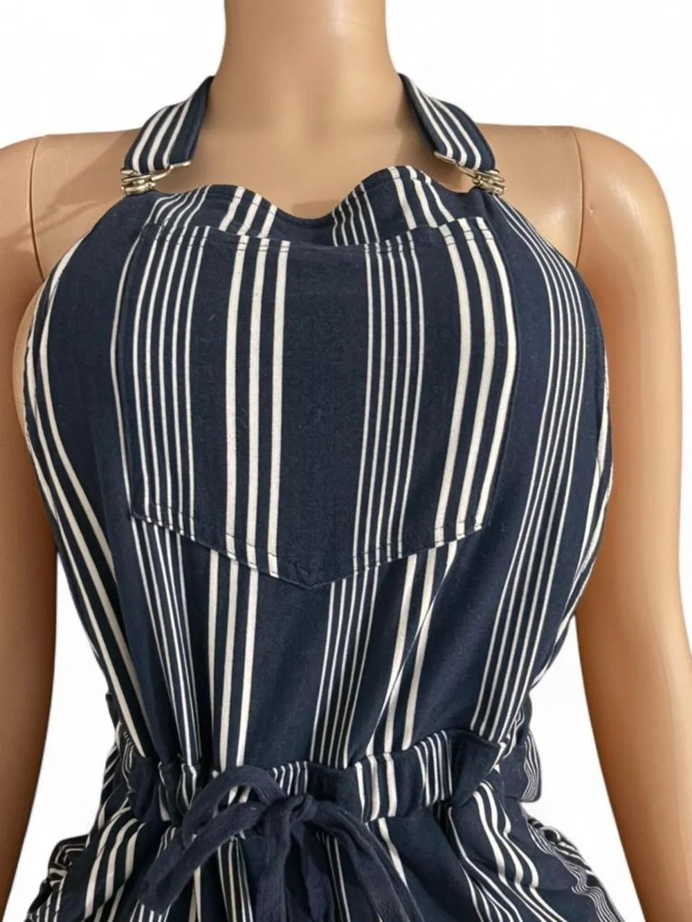 Striped Navy Halter Romper for Kids - Sleeveless One-Piece